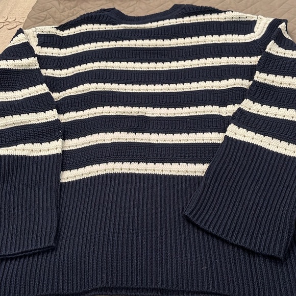 GAP Relaxed Navy/white-striped Mixed-Stitch Tunic Sweater/ NWT / Small - Picture 6 of 13